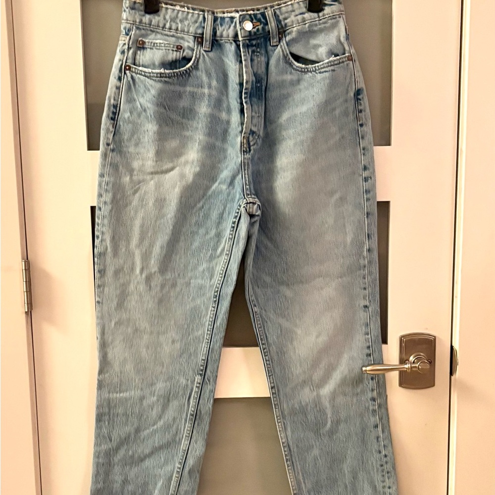 Zara Light Blue Straight Leg Jeans